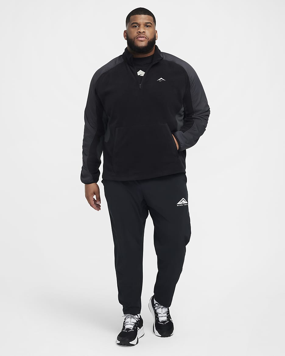 Nike Trail Polartec Men s 1 4 Zip Fleece Running Top Black Polyester 50 Recycled Polyester